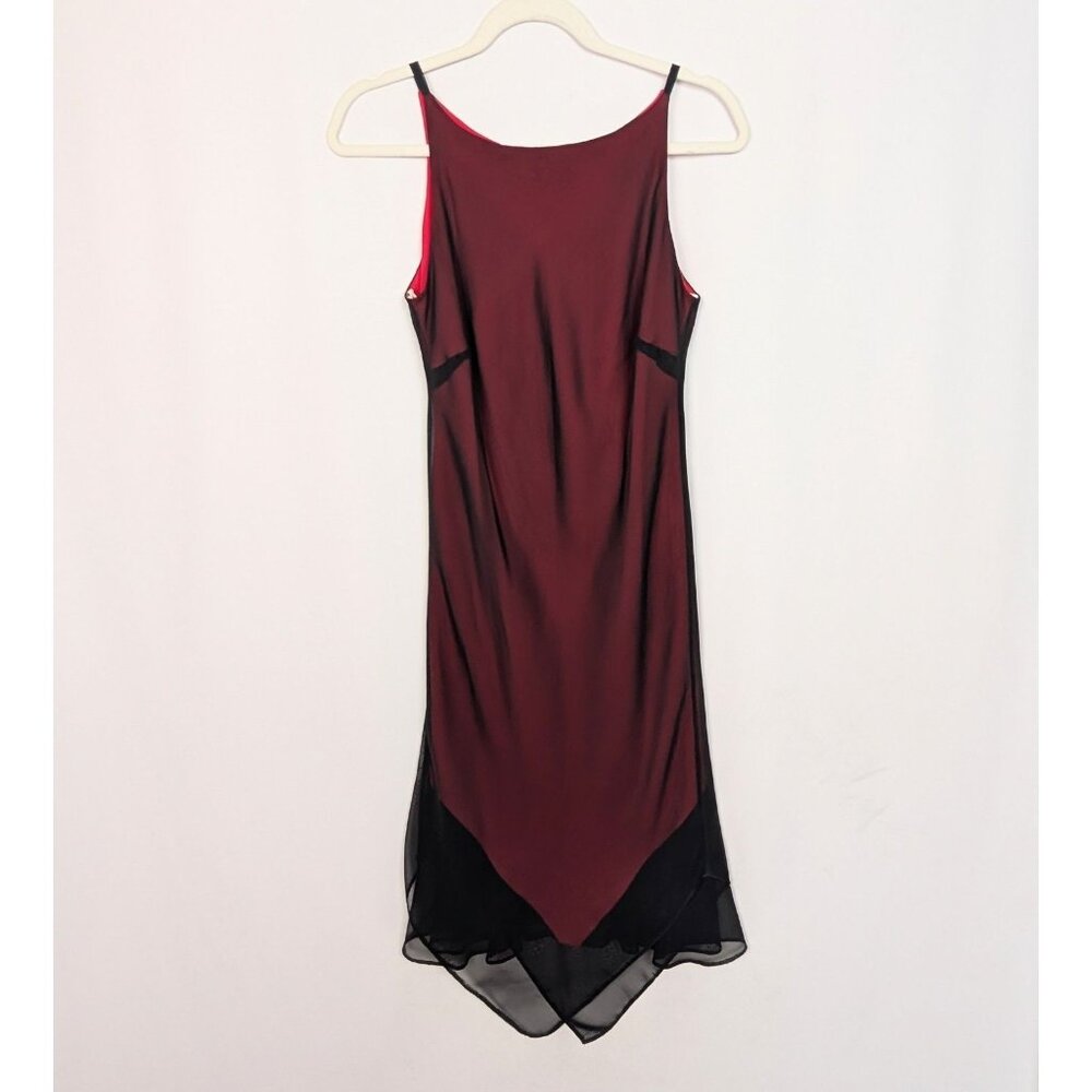 90s Dorothy Perkins 10 Fairy Goth Midi Slip Dress Asymmetrical Layered Chiffon